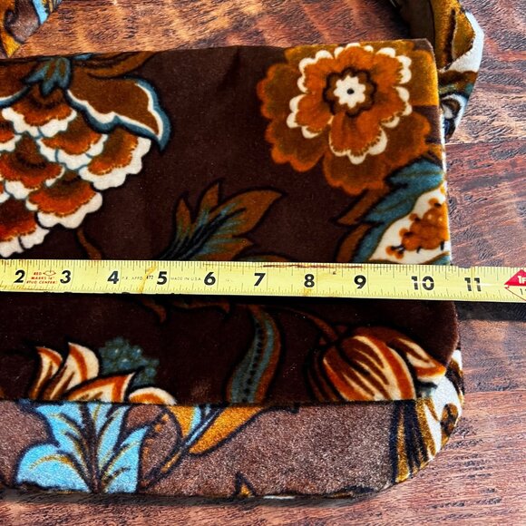 Vintage Handmade Velvet Bag With Brown Orange Blue Pattern - Picture 5 of 7